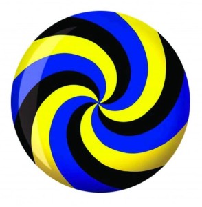 VIZ-A-BALL SPIRAL YELLOW BLUE BLACK